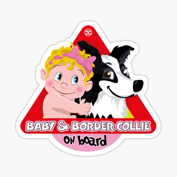 Baby & Border Collie On Board - Girl Blonde + Black Sticker