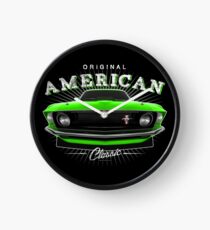 Ford Mustang Classic Muscle Car Green Clock