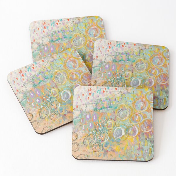 Item preview, Abstract garden painting mixed media greens  designed and sold by Undertheoaktree.