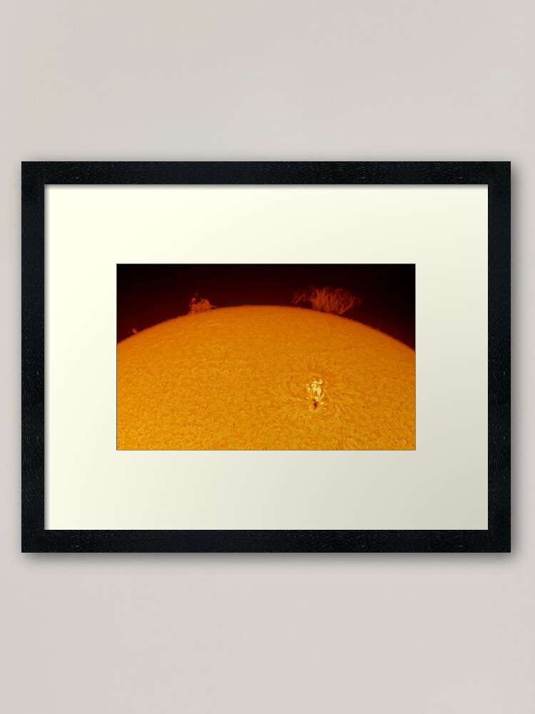 Alternate view of Sun spot and flares in Hydrogen Alpha Framed Art Print