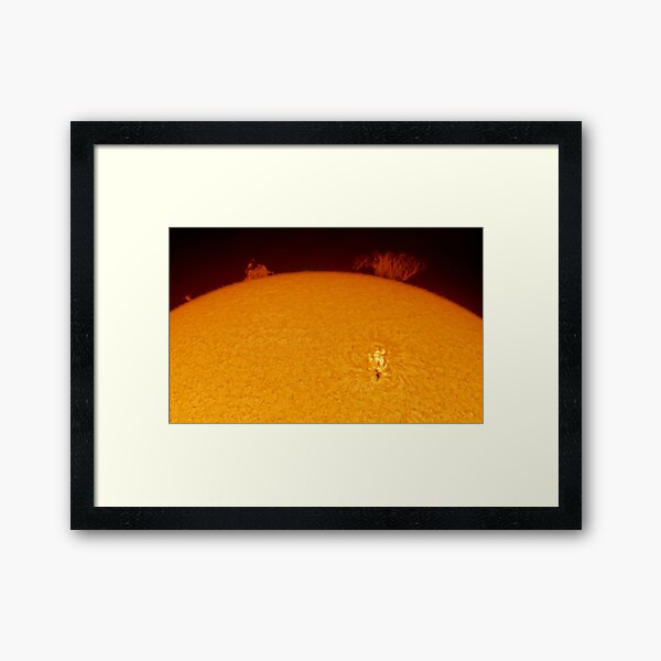 Sun spot and flares in Hydrogen Alpha Framed Art Print