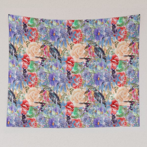 Item preview, Patrón exótico sin inconvenientes con hojas, flores y pájaros designed and sold by BeInTouch.
