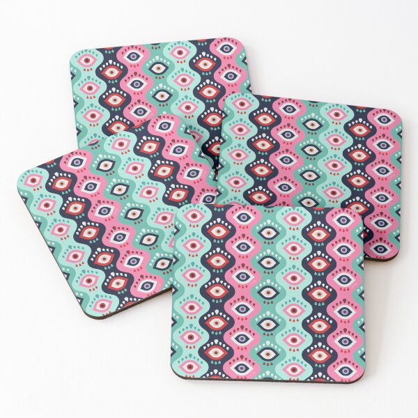 Item preview, Psychedelic Wavy Eyes – Mint & Pink designed and sold by Cat Coquillette.