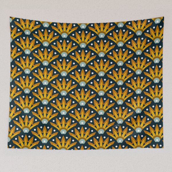Item preview, Sunshine Seigaiha Wave – Yellow & Teal designed and sold by Cat Coquillette.