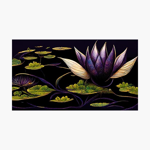 Purple Lotus Flower in a Pond Photographic Print