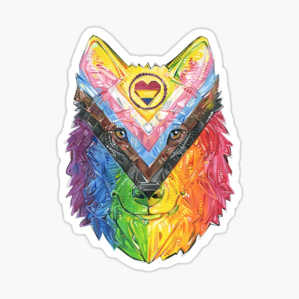 Progress Pride Wolf Sticker