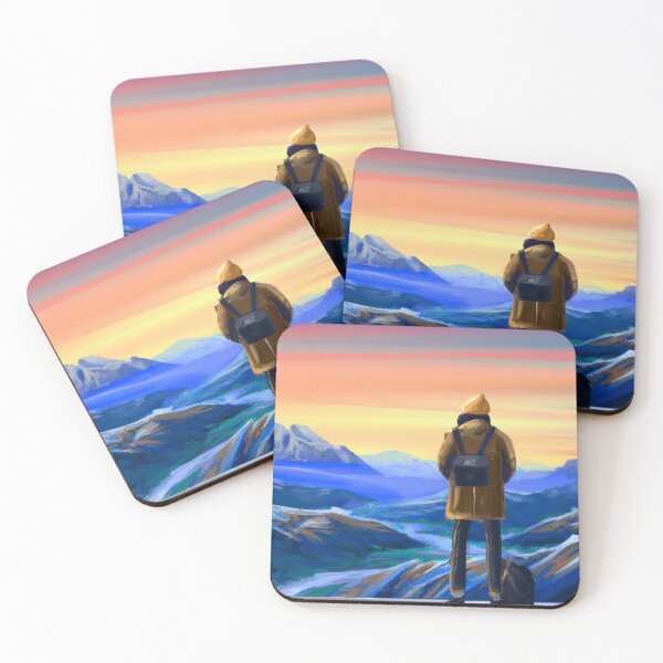 Item preview, Trekker looking at beautiful landscape background designed and sold by Parag's Travel Shop.