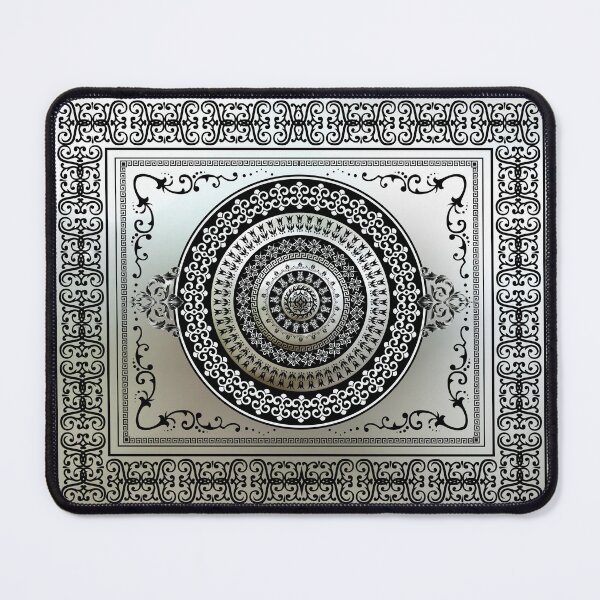 Item preview, Ornate Greek Key Medallion Silver and Black  designed and sold by Yiorgos Designs.
