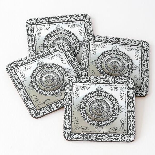 Item preview, Ornate Greek Key Medallion Silver and Black  designed and sold by Yiorgos Designs.