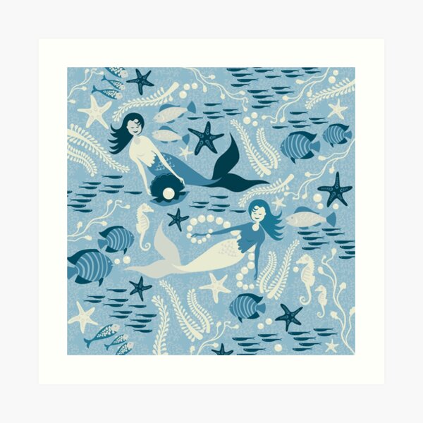 Mermaid pearls Art Print