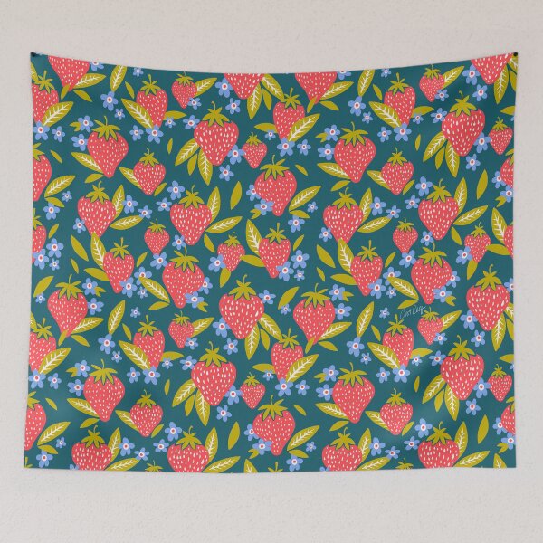 Item preview, Strawberry Blooms – Turquoise designed and sold by Cat Coquillette.