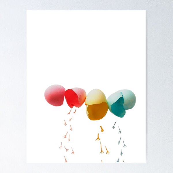 Item preview, Three Colored Eggs Have Hatched Different Colored Baby Chicks Design designed and sold by Thonja.