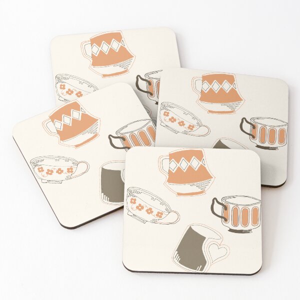 Item preview, More Coffee Please! Orange and Brown Cups designed and sold by RebeldelArt.