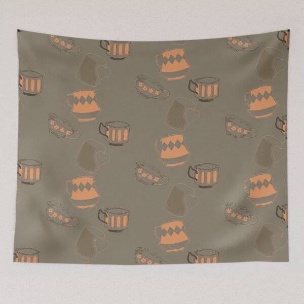 Item preview, More Coffee Please! Orange and Brown Cups designed and sold by RebeldelArt.