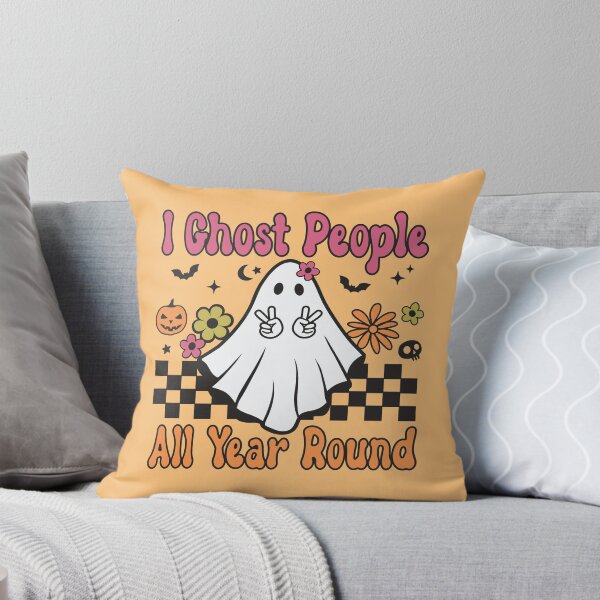 Item preview, I Ghost People All year Round - Hippie Ghost Pun designed and sold by DebbisPalette.