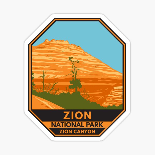 Vista previa del artículo con la obra «Emblema del Cañón Zion, Utah, Parque Nacional Zion», diseñado y vendido por KrisSidDesigns.