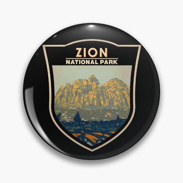 Artikelvorschau, Zion Nationalpark Utah Zion Canyon Vintage Emblem entworfen und verkauft von KrisSidDesigns.