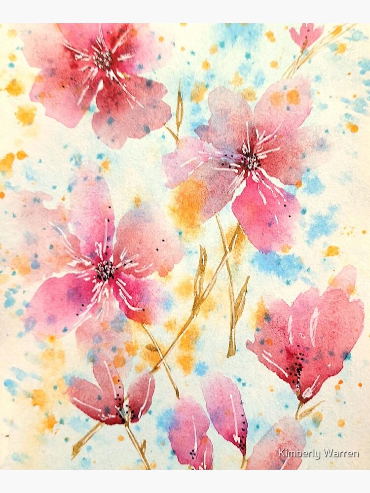 Loose Watercolor Florals - Pink Delicate Flowers | Mounted Print