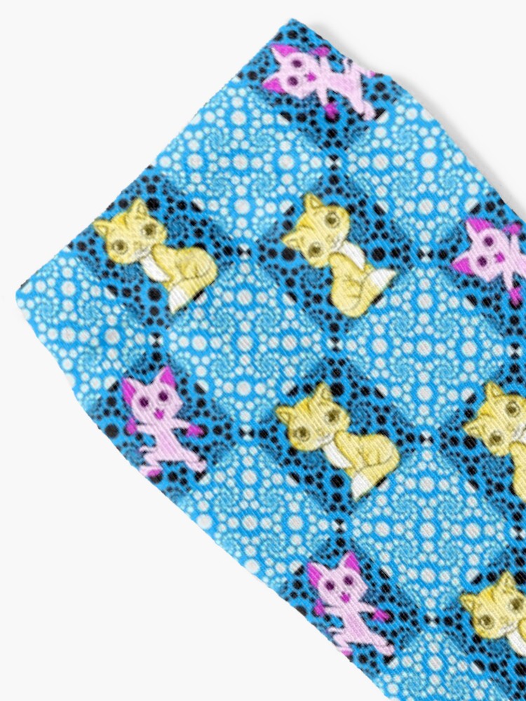 Thumbnail 2 of 5, Socks, Awesome Blue and Pink Cat Decorative Pillow | For Homes and Offices Many | Cute cats designed and sold by realtimestore.