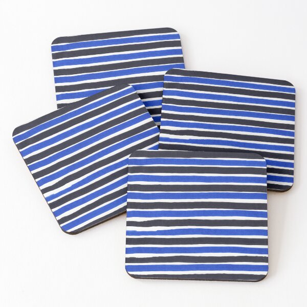 Item preview, Horizontal blue,black and white striped pattern - irregular ink stripes designed and sold by patterncrow.