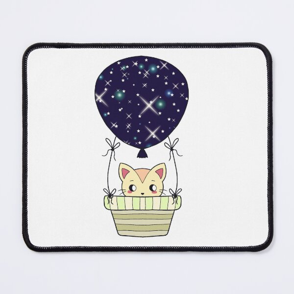 Item preview, Cute Kitty Hot-Air Dark Blue Balloon Doodle designed and sold by Missing In Art.