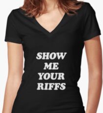 Sleater-Kinney // SHOW ME YOUR RIFFS Women's Fitted V-Neck T-Shirt