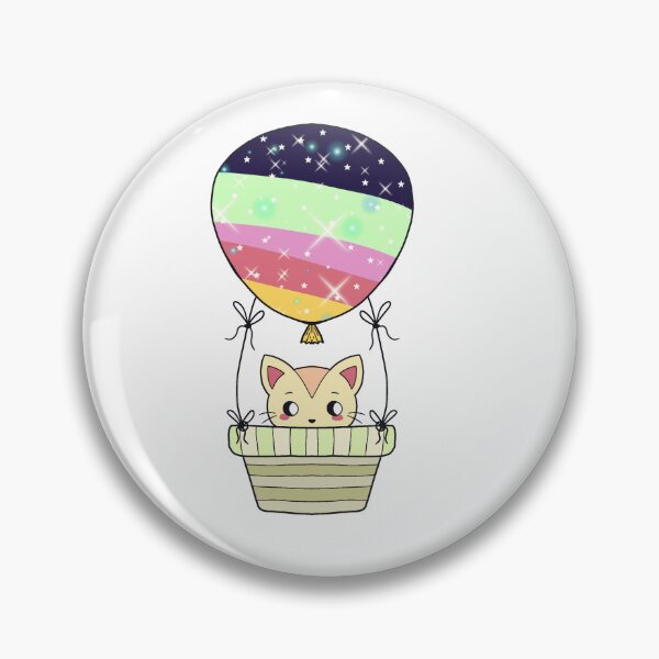 Item preview, Cute Kitty Hot-Air Rainbow Balloon Doodle designed and sold by Missing In Art.