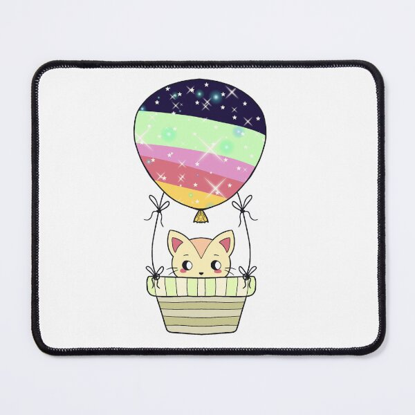 Item preview, Cute Kitty Hot-Air Rainbow Balloon Doodle designed and sold by Missing In Art.