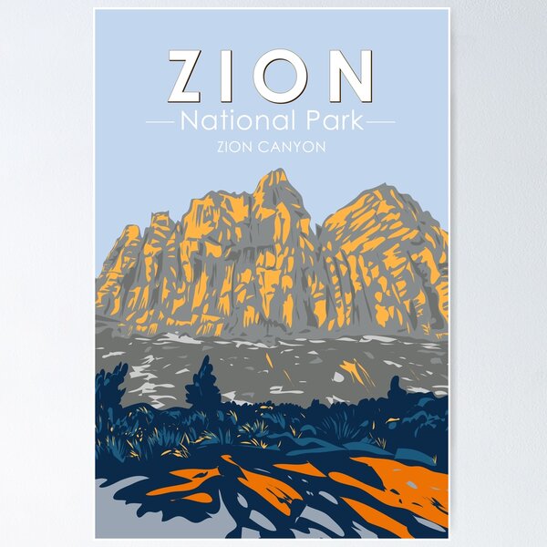 Vista previa del artículo con la obra «Parque Nacional Zion Utah Zion Canyon Vintage», diseñado y vendido por KrisSidDesigns.