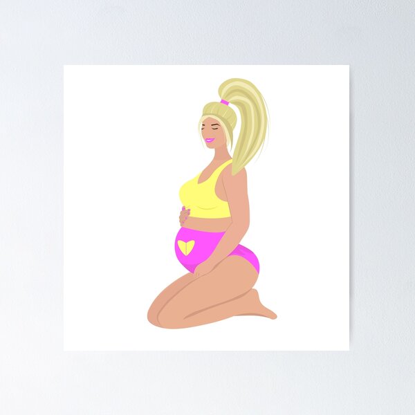 Item preview, Pregnant blonde in swimsuit, illustration designed and sold by OM-lova.