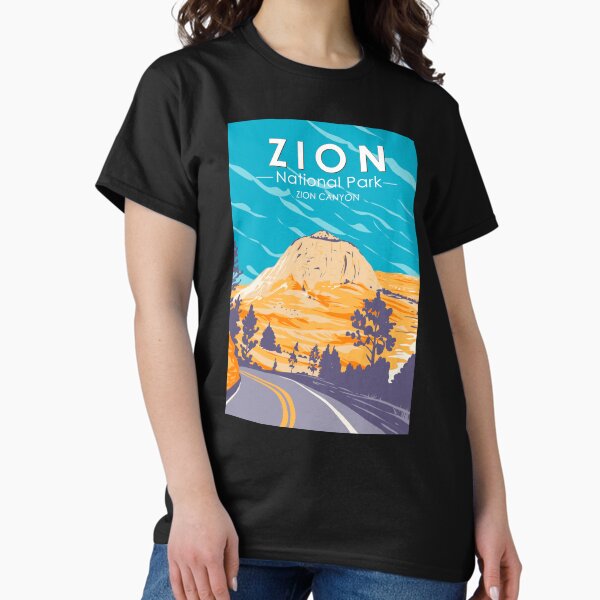 Vista previa del artículo con la obra «Parque Nacional Zion Utah Zion Canyon Road Vintage», diseñado y vendido por KrisSidDesigns.