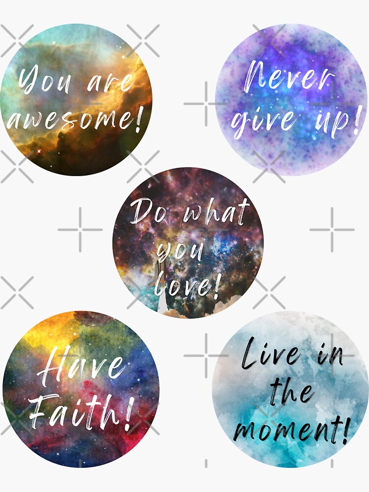 Inspiring Space Background Stickers 5-in-1 Inspirational Quote