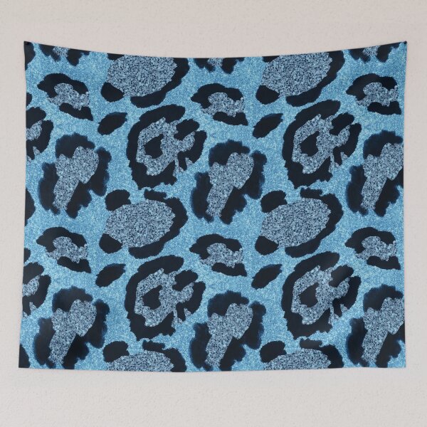 Item preview, Blue Glitter Leopard Print Pattern designed and sold by HappyLifeCreate.