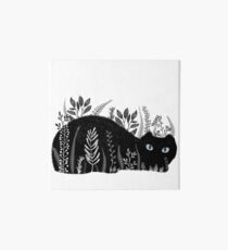 Garden Cat in Black and White Art Board Print