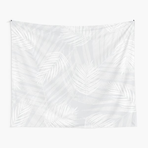 Item preview,  White Lino Print Palm Leaves on Soft Gray Background designed and sold by itsjensworld.