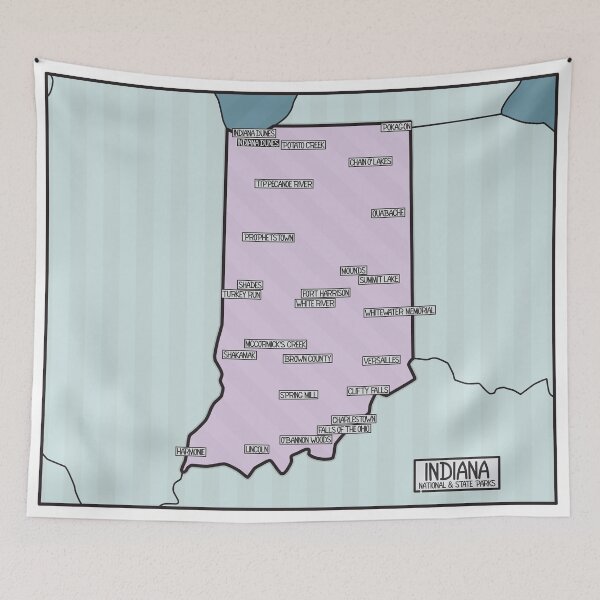 Item preview, Indiana National and State Parks Map designed and sold by FinlayMcNevin.