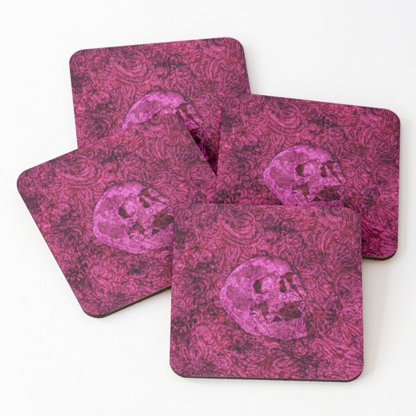 Item preview, Decrepit Damask Skull Magenta - Goth designed and sold by OddVintage.