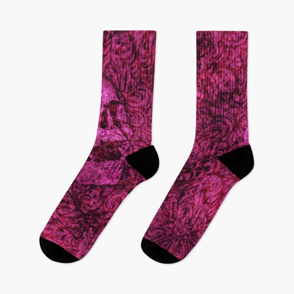 Item preview, Decrepit Damask Skull Magenta - Goth designed and sold by OddVintage.