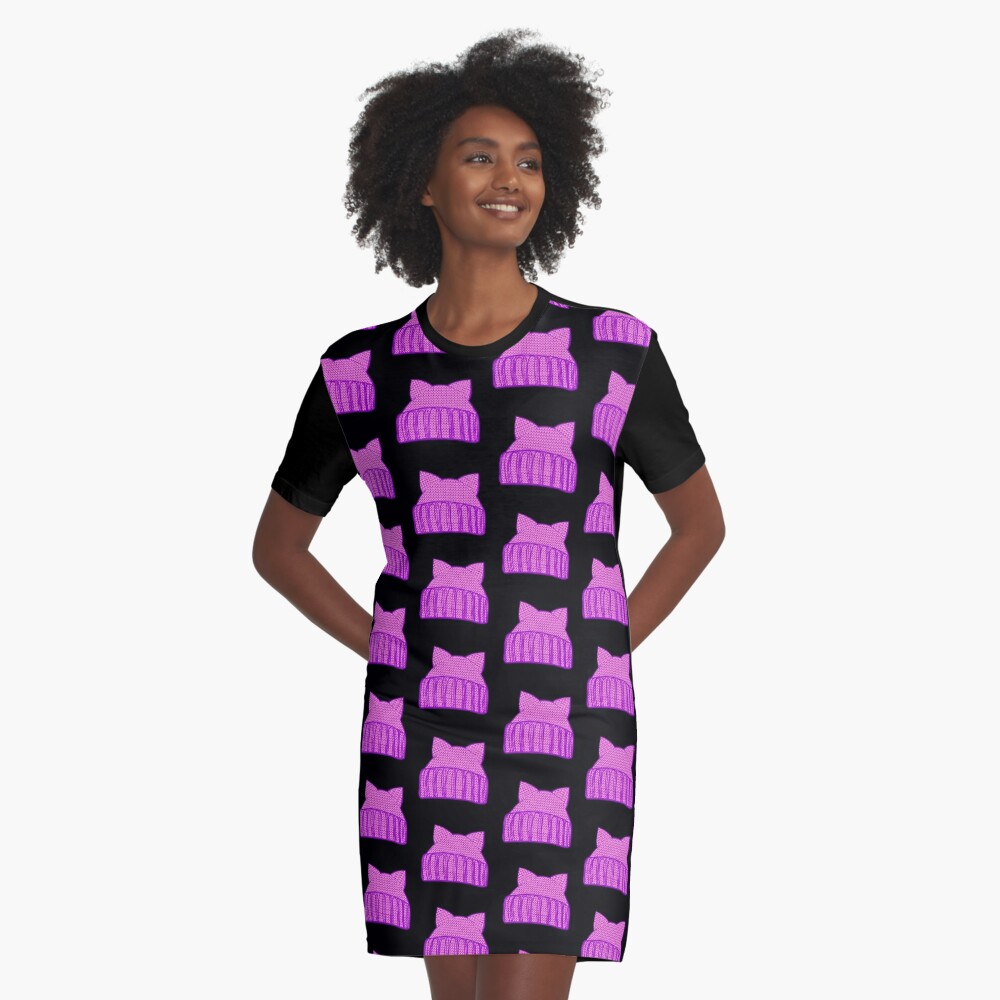 Pink Pussy Hat Feminism Symbol Graphic T Shirt Dress By Adametzb Redbubble