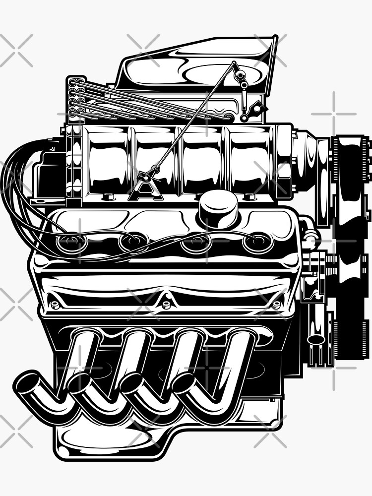 "Supercharged Engine" Sticker for Sale by shanesabin Redbubble