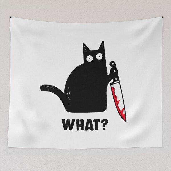 Item preview, Cat What Funny Black Cat Shirt, Murderous Cat With Knife designed and sold by timelymetaphor4.
