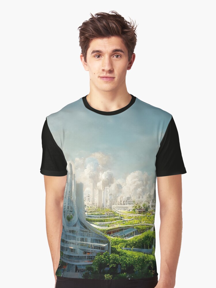 Tシャツ・カットソー New Era College Graphic T-Shirt Botanical Garden Institute City of the Future - Futuristic Utopia Green