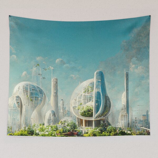 Item preview, Modern Institute City of the Future - Futuristic Utopia Sustainability Green Garden Skyscraper City - Fallout 4 Concept Art designed and sold by Nicky-Valentine.