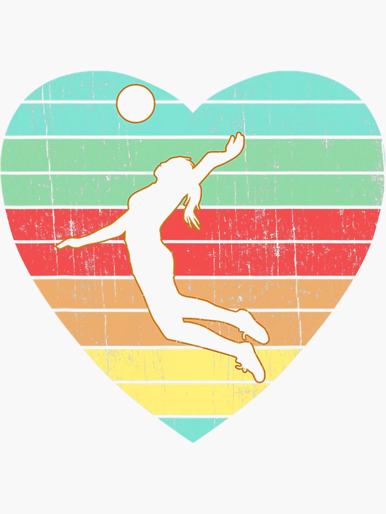 "Vintage Valentines Day Heart Gifts Volleyball Player Girl" Sticker for