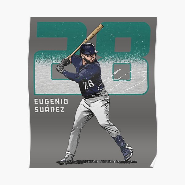 Eugenio Suarez Baseball Paper Poster Mariners 2 - Eugenio Suarez - T-Shirt