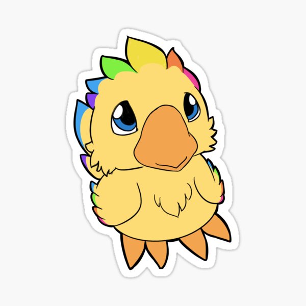 Chocobo Chick ~ Rainbow Feathers Sticker