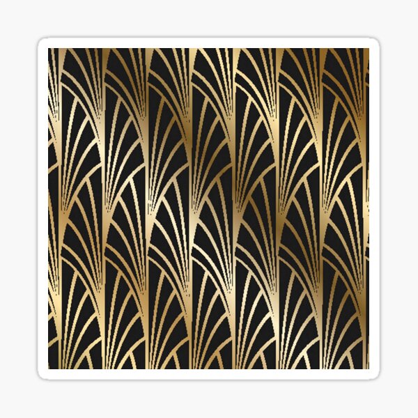 Art nouveau, art deco, gold,black,pattern Sticker