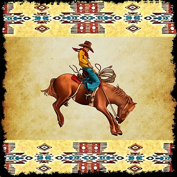 Artwork thumbnail, Bronc Rider With Aztec Pattern by handsoftime2020