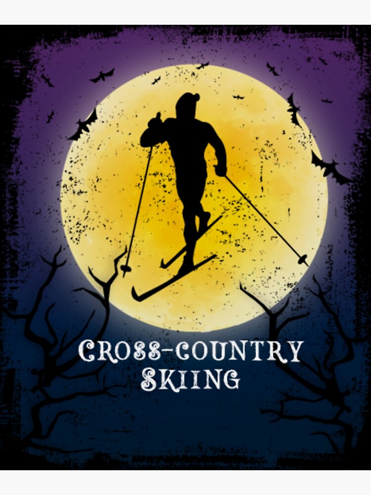 Discover Cross Country Skiing Halloween Vintage Art Skier Premium Matte Vertical Poster