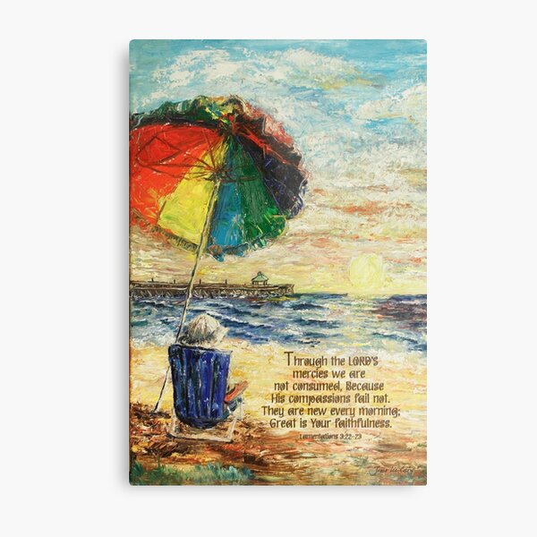 Umbrella Sunrise- Lamentations 3:22-23 Metal Print